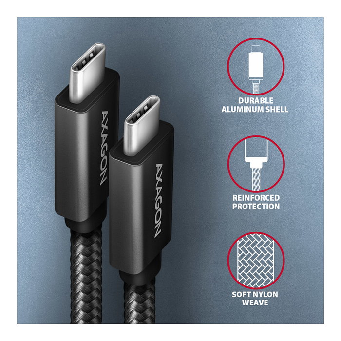 Axagon BUCM32-CM10AB Cable USB-C 3.2 Gen 2 a USB-C 3.2 Gen 2, 1m, negro Axagon BUCM32-CM10AB Cable USB-C 3.2 Gen 2 a USB-C 3.2 Gen 2, 1m, negro