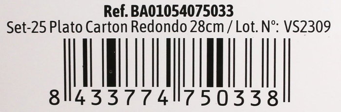Algon Set 25 Platos Cartón Redondo Soja 28 cm (15 Unidades)