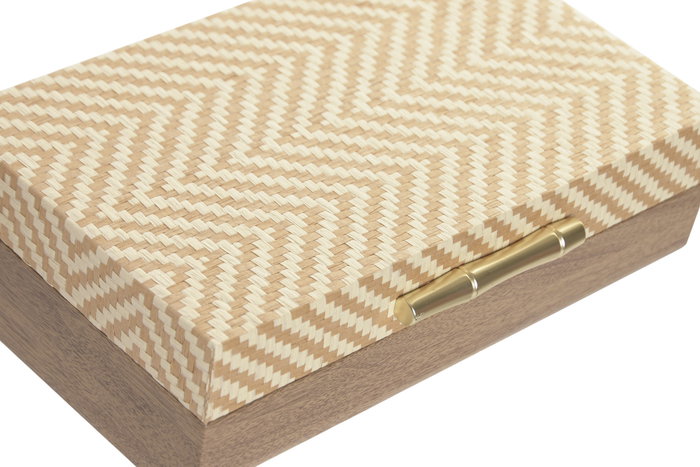 DKD Home Decor Set de 3 Cajas de Madera Marrón y Natural
