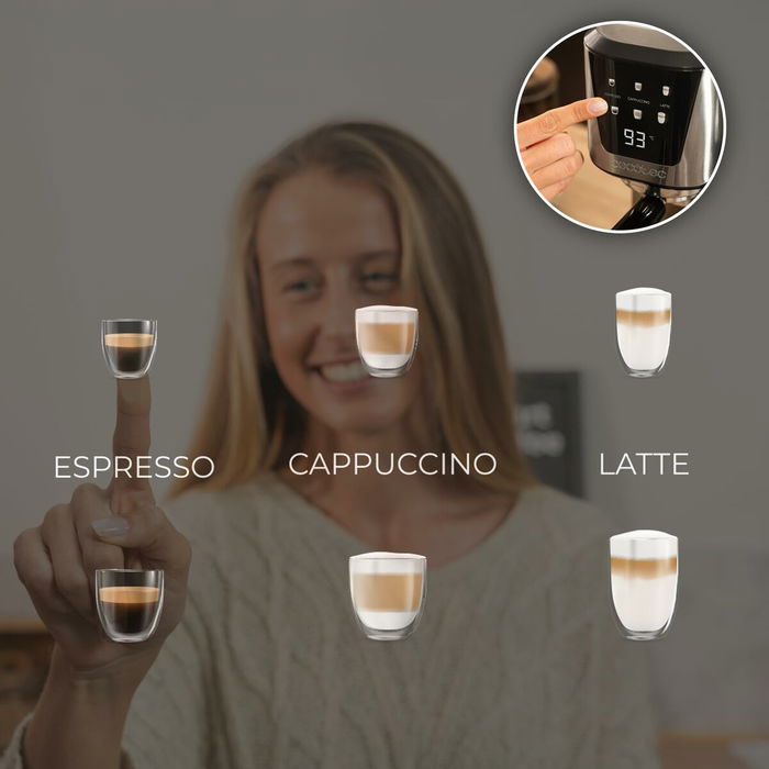 Cecotec Cafetera Express semiautomática Power Espresso 20 Cream 20 bar 1350 W negra