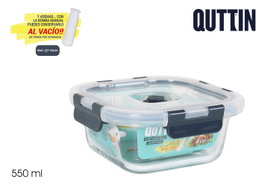 Quttin Fiambrera Cuadrada con Tapa Vacío 14.5 x 14.5 cm 550cc (12 Unidades)