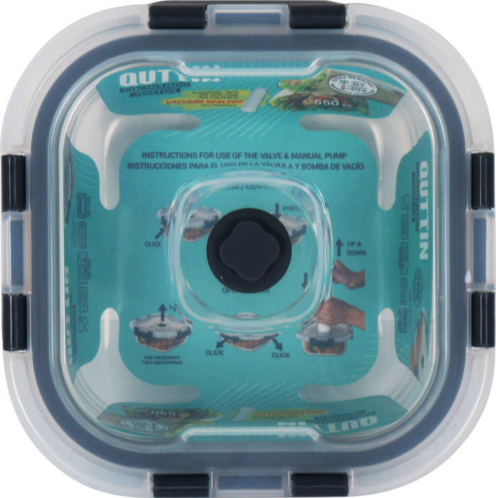 Quttin Fiambrera Cuadrada con Tapa Vacío 14.5 x 14.5 cm 550cc (12 Unidades)