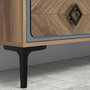 Hanah Home Conjunto Muebles Sala Estar Industrial Nogal y Azul, Unidad TV, Estantes Pared y Mesa Café Elegante y Moderno