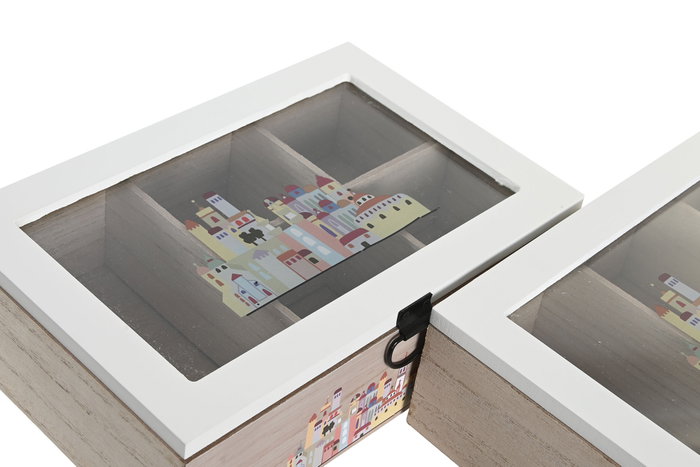 DKD Home Decor Caja para Infusiones Casitas Multicolor