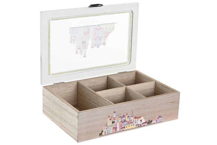 DKD Home Decor Caja para Infusiones Casitas Multicolor