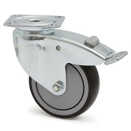 TENTE 2470 Rueda Giratoria Agila+ Aro De Goma Ø100 Plástico Con Freno Zincado Polipropileno Antihuella Anthilo