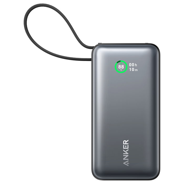 Anker A1259G11 545 Nano PowerBank 10000 mAh Negro PD 30W Carga Rápida USB-C con Cable para Teléfono Móvil, Smartphone, Tableta, Reloj