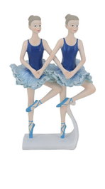 DKD Home Decor Figura de Bailarinas Azul en Resina