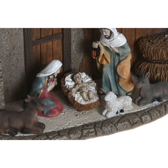 DKD Home Decor Figura de Nacimiento LED Resina Multicolor 21,5x8x17,5 cm