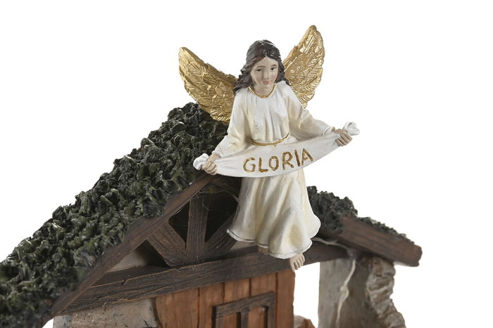 DKD Home Decor Nacimiento Navidad Tradicional Resina LED Multicolor 8 x 17.5 x 21.5 cm