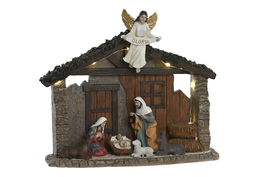DKD Home Decor Nacimiento Navidad Tradicional Resina LED Multicolor 8 x 17.5 x 21.5 cm