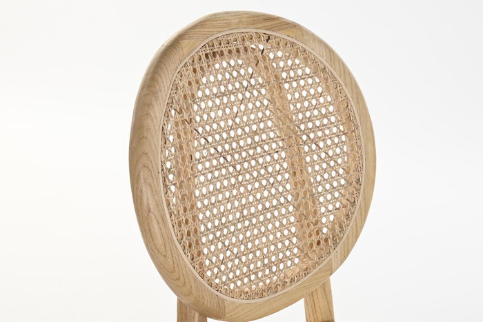 DKD Home Decor Silla Olmo Ratan Marrón Claro con Rejilla