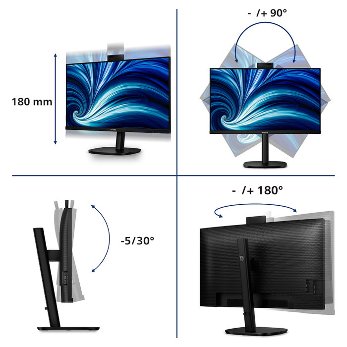 Philips 32B2U3601H/00 Monitor 31.5 pulg QHD IPS 100Hz Negro Philips 32B2U3601H/00 Monitor 31.5 pulg QHD IPS 100Hz Negro