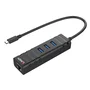 Lindy 43249 Hub USB 3.2 Gen1 Type-C con 3 Puertos USB-A y Puerto Gigabit Ethernet RJ-45, 5000 Mbit/s, Negro