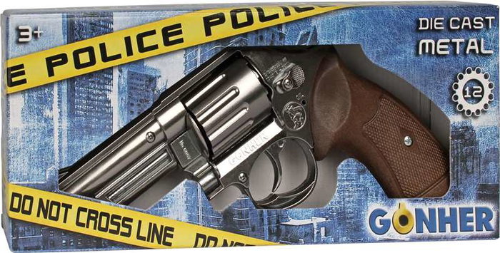 Gonher Revolver Policía 12 Tiros - Plata
