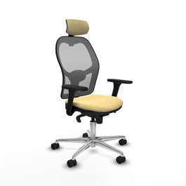 PIQUERAS Y CRESPO Silla de oficina Jorquera con Mecanismo Sincro, Crema y Gris