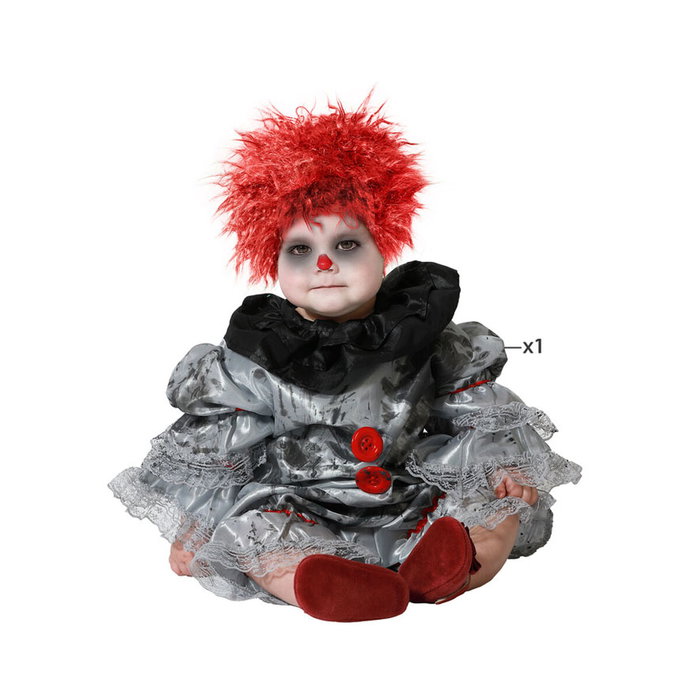 Disfraz Payaso Macabro Gris Con Volantes Negros Para Bebé 6-12 Meses Halloween Unisex Disfraz Payaso Macabro Gris Con Volantes Negros Para Bebé 6-12 Meses Halloween Unisex