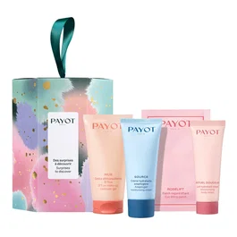Payot Set de Cuidado de la Piel con Gel Desmaquillante, Crema Facial, Loción Corporal y Parches para Ojos
