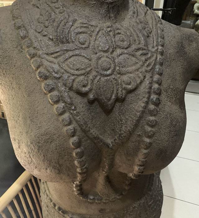 DKD Home Decor Figura de Cemento Diosa Javanesa Gris Oscuro 40x35x120 cm