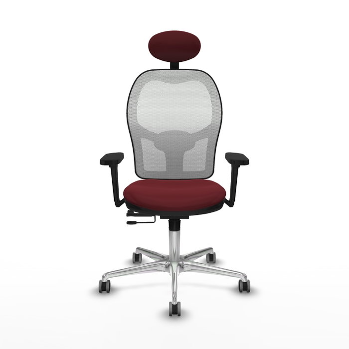 PIQUERAS Y CRESPO Silla de oficina Jorquera con mecanismo Sincro/Traslack, Granate y Blanco