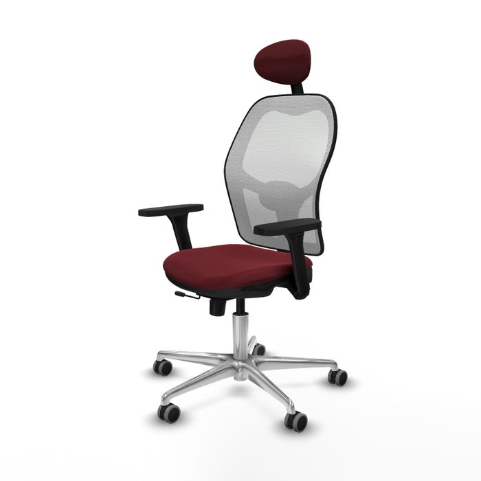 PIQUERAS Y CRESPO Silla de oficina Jorquera con mecanismo Sincro/Traslack, Granate y Blanco