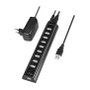 LogiLink UA0096 Hub USB 2.0 con 10 puertos y fuente de alimentación, Negro