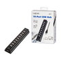 LogiLink UA0096 Hub USB 2.0 con 10 puertos y fuente de alimentación, Negro