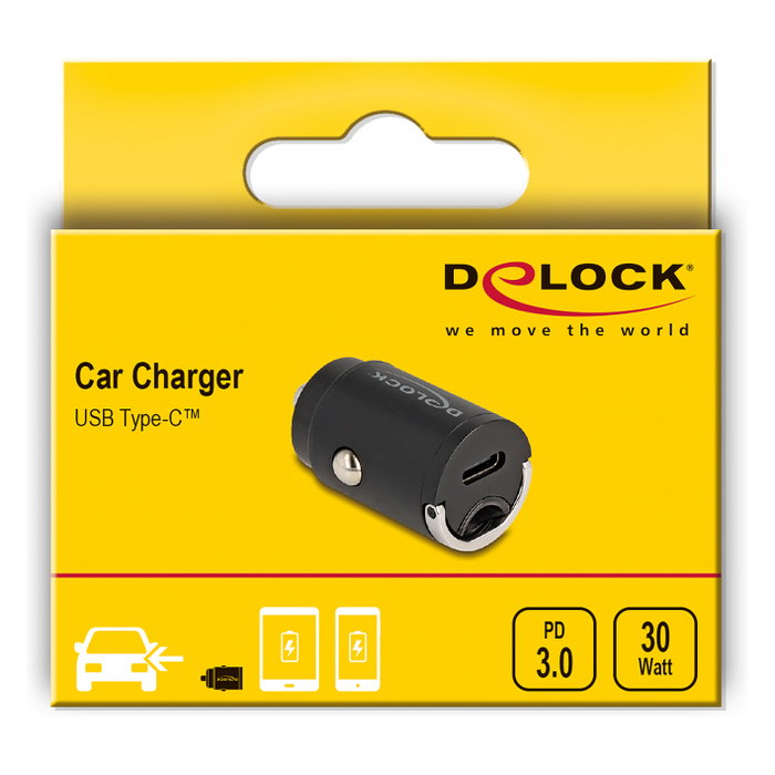 DeLOCK 64278 Cargador de Coche USB Type-C PD 3.0 de 30 W DeLOCK 64278 Cargador de Coche USB Type-C PD 3.0 de 30 W