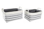 DKD Home Decor Set de 2 Cestas de Algodón 40x30x23 cm Gris y Blanco