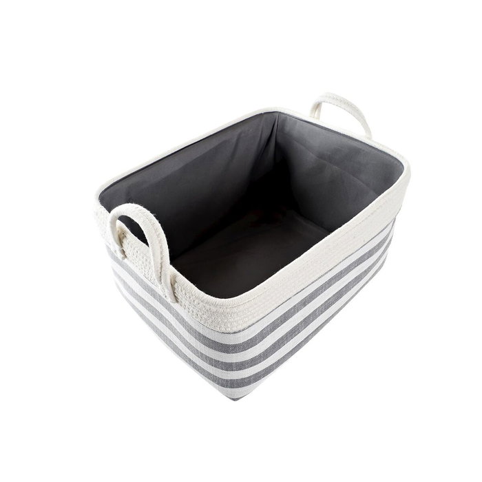 DKD Home Decor Set de 2 Cestas de Algodón 40x30x23 cm Gris y Blanco