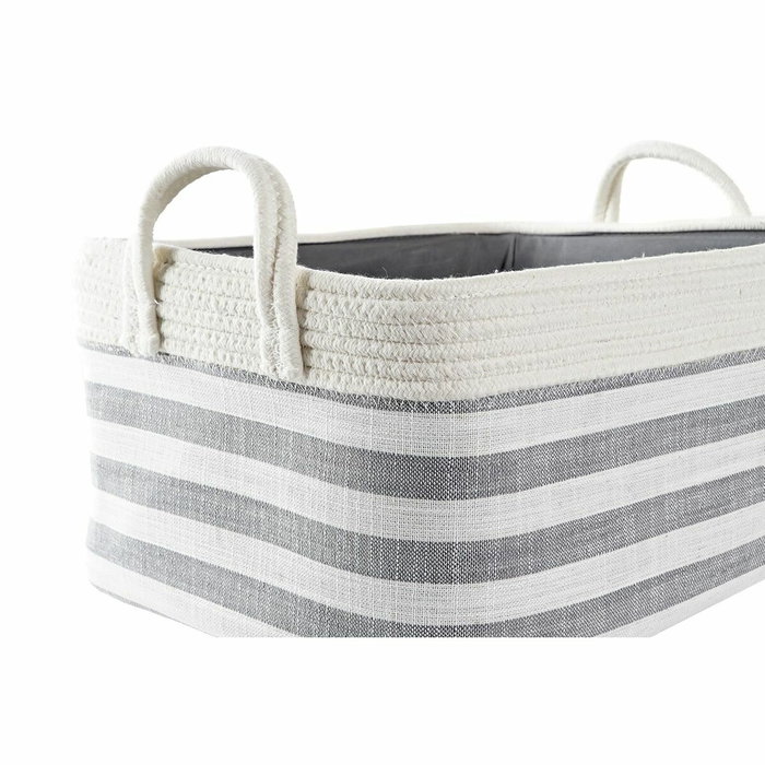 DKD Home Decor Set de 2 Cestas de Algodón 40x30x23 cm Gris y Blanco