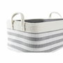 DKD Home Decor Set de 2 Cestas de Algodón 40x30x23 cm Gris y Blanco