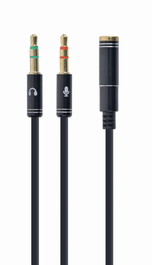 GEMBIRD Adaptador Audio Stereo 3.5mm Mini Jack 4PIN AU354PM-0.2M Cable 0,2m Negro