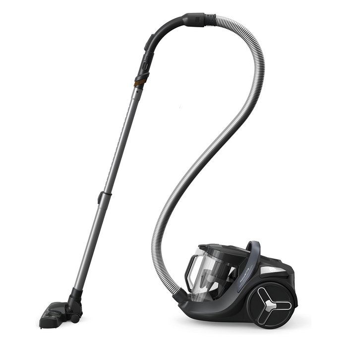 Rowenta Green Force Cyclonic Effitech RO7C36 Aspiradora sin Bolsa Cilíndrica 500W 2.5L HEPA, 99.98% Eficiencia, Negro/Gris/Azul