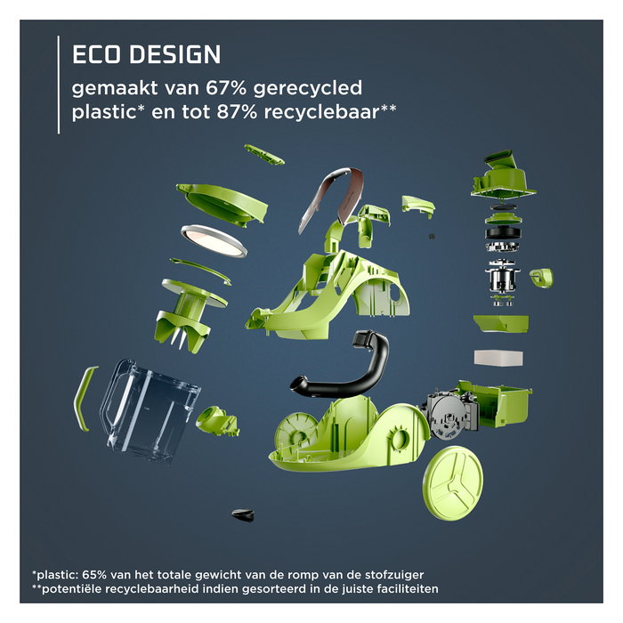 Rowenta Green Force Cyclonic Effitech RO7C36 Aspiradora sin Bolsa Cilíndrica 500W 2.5L HEPA, 99.98% Eficiencia, Negro/Gris/Azul