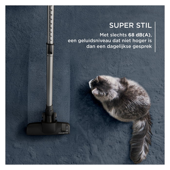 Rowenta Green Force Cyclonic Effitech RO7C36 Aspiradora sin Bolsa Cilíndrica 500W 2.5L HEPA, 99.98% Eficiencia, Negro/Gris/Azul