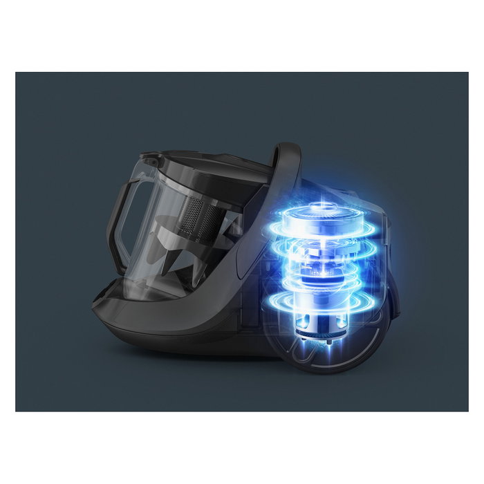 Rowenta Green Force Cyclonic Effitech RO7C36 Aspiradora sin Bolsa Cilíndrica 500W 2.5L HEPA, 99.98% Eficiencia, Negro/Gris/Azul