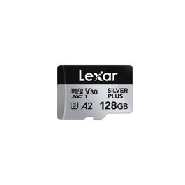 Lexar Tarjeta MicroSDXC Silver Plus 128GB UHS-I U3 V30 A2 hasta 205MB/s Lectura con Adaptador LMSSIPL128G-BNANG