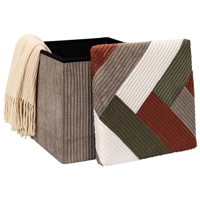 Home Deco Factory Caja-Puf Plegable Scott Patchw Cocooning Poliéster