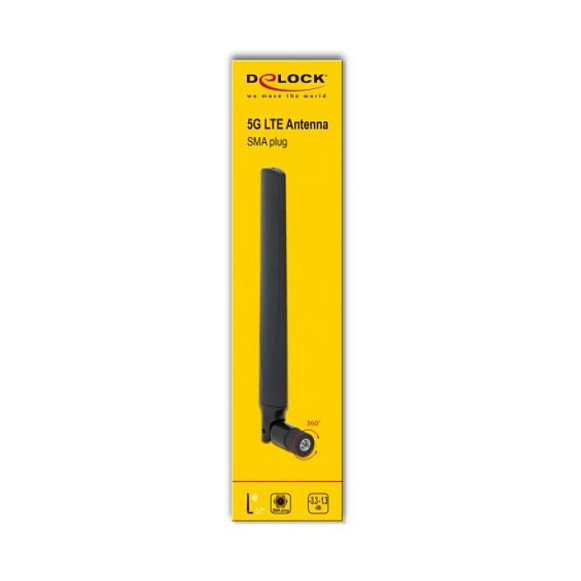DeLOCK Antena 5G LTE SMA Macho Omnidireccional con Articulación de Inclinación - Negro DeLOCK Antena 5G LTE SMA Macho Omnidireccional con Articulación de Inclinación - Negro