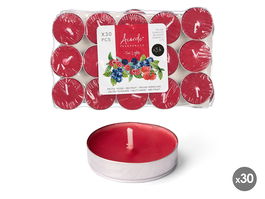 Acorde Set 30 Velas Tea Light Frutos Rojos 3H 19x11.2x2.7 cm Rojo Cera (Set de 24)