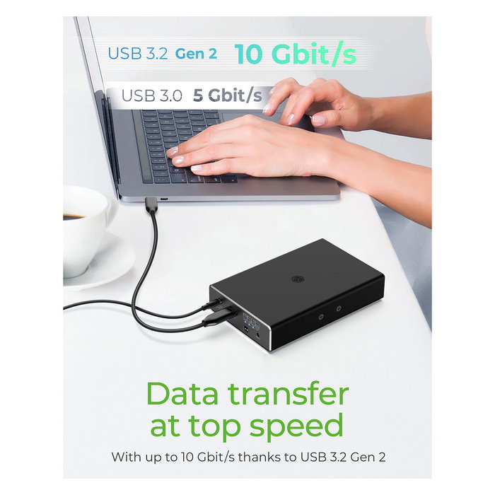 ICY BOX IB-RD2253-C31 Carcasa RAID para 2 HDD/SSD 2.5", USB-C 3.2 Gen 2, 10 Gb/s, SATA III, Negro, Aluminio/Plástico