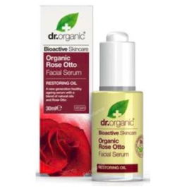 DR. ORGANIC Sérum Facial Rosa de Damasco 30ml - Piel Lisa y Flexible, Hidratante, Vegano