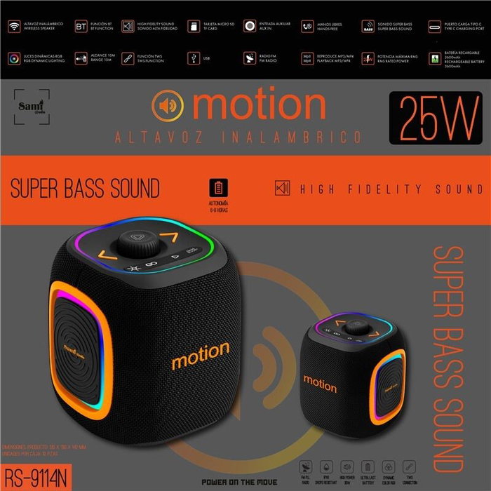 SAMI Altavoz Motion 25W con Radio Multimedia Alta Fidelidad - Altavoz sami motion 25w c/radio multimedia alta fi