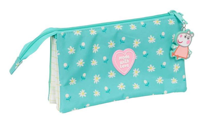 Portatodo Triple Peppa Pig Pretty flowers Amarillo Menta 22 x 12 x 3 cm