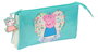 Portatodo Triple Peppa Pig Pretty flowers Amarillo Menta 22 x 12 x 3 cm
