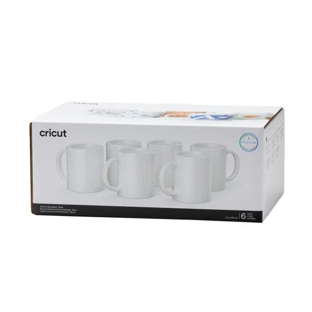 Cricut Tazones Blancos de Cerámica, 0.34L, Pack de 6 Piezas, Modelo 2008942, Universal