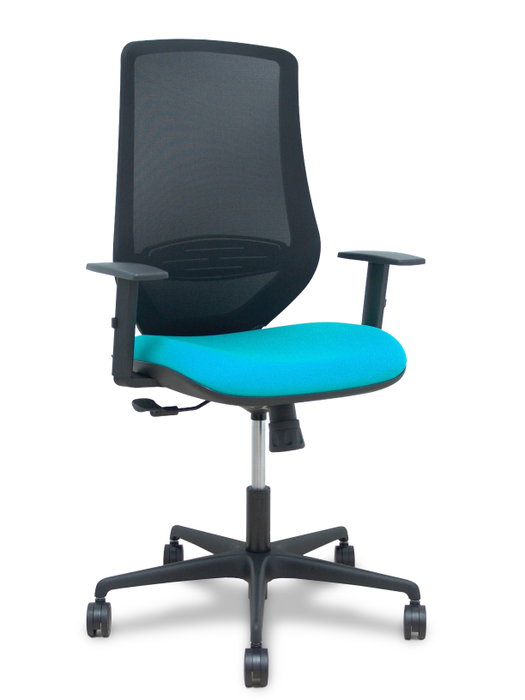 PIQUERAS Y CRESPO Silla Mardos con Mecanismo Sincro, Malla Negra y Asiento Turquesa PIQUERAS Y CRESPO Silla Mardos con Mecanismo Sincro, Malla Negra y Asiento Turquesa