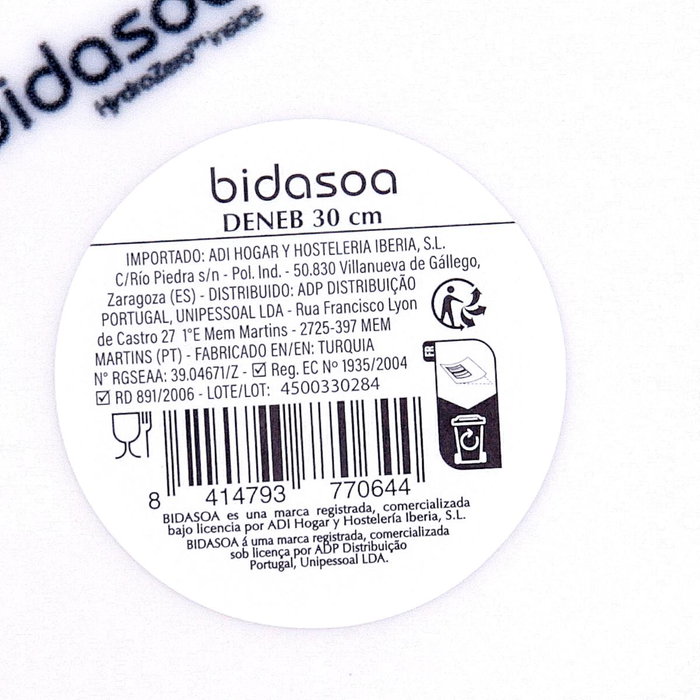Plato Pizza Porcelana Deneb Hydrozero Bidasoa 30 cm (6 Unidades)