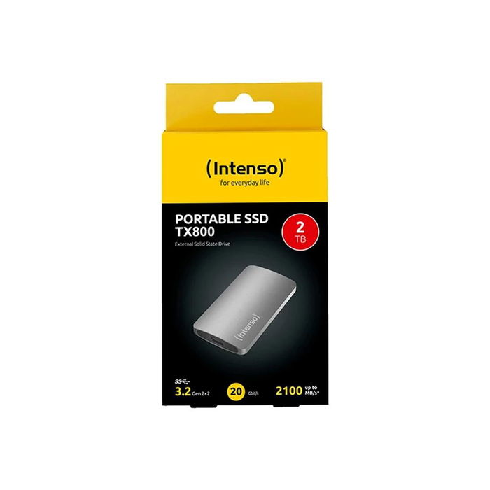 Intenso Disco Duro Externo SSD 2 TB USB 3.2 Gen 2x2 (20 Gbps) hasta 2100 MB/s - Resistente a Golpes, 0 dB, exFAT, para Windows/Mac - Modelo 3828470